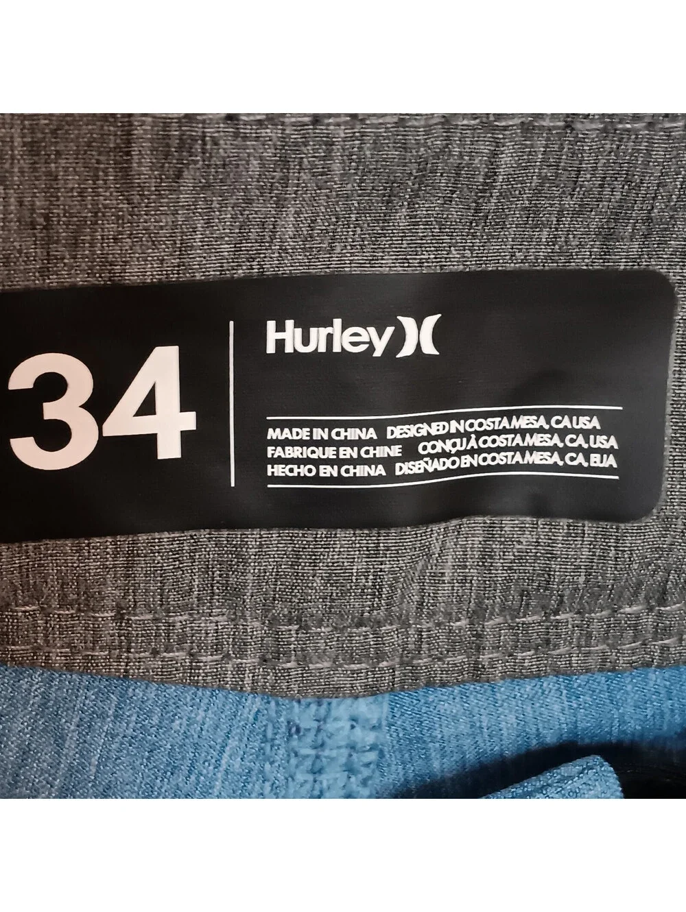 Hurley Phantom Men's Board Shorts Size 34 Length 18 Blue Floral Drawstring